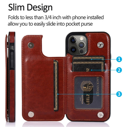 Shockproof PU + TPU Leather Case with Card Slots & Holder & Photo Frame & Wallet For iPhone 12 / 12 Pro(Brown)-garmade.com