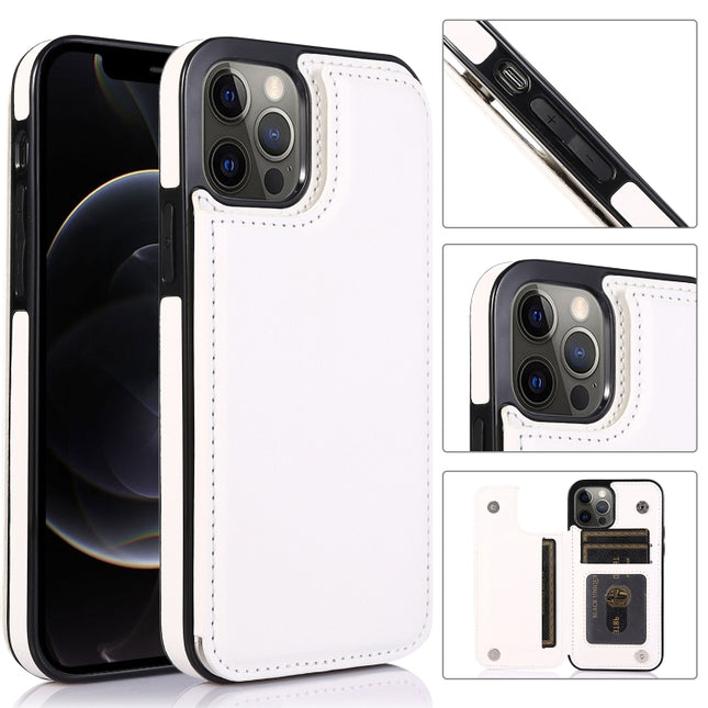 Shockproof PU + TPU Leather Case with Card Slots & Holder & Photo Frame & Wallet For iPhone 12 / 12 Pro(White)-garmade.com