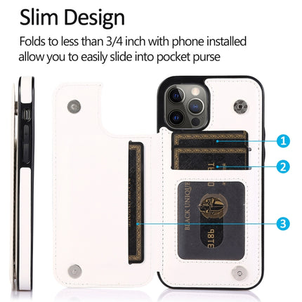 Shockproof PU + TPU Leather Case with Card Slots & Holder & Photo Frame & Wallet For iPhone 12 / 12 Pro(White)-garmade.com