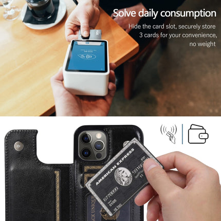 Shockproof PU + TPU Leather Case with Card Slots & Holder & Photo Frame & Wallet For iPhone 12 Pro Max(Black)-garmade.com