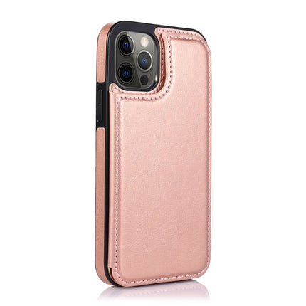 Shockproof PU + TPU Leather Case with Card Slots & Holder & Photo Frame & Wallet For iPhone 12 Pro Max(Rose Gold)-garmade.com