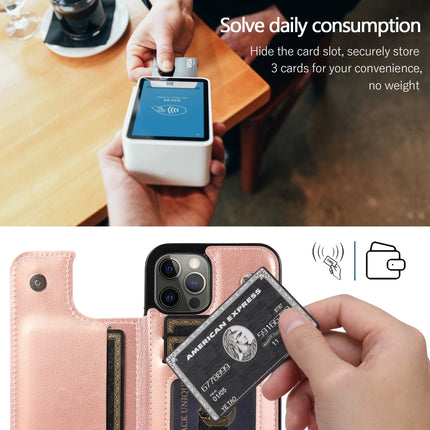 Shockproof PU + TPU Leather Case with Card Slots & Holder & Photo Frame & Wallet For iPhone 12 Pro Max(Rose Gold)-garmade.com
