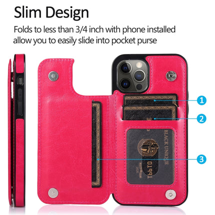 Shockproof PU + TPU Leather Case with Card Slots & Holder & Photo Frame & Wallet For iPhone 12 Pro Max(Rose Red)-garmade.com