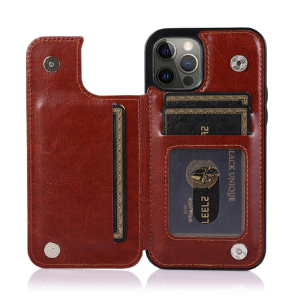 Shockproof PU + TPU Leather Case with Card Slots & Holder & Photo Frame & Wallet For iPhone 12 Pro Max(Brown)-garmade.com
