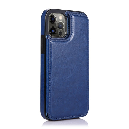 Shockproof PU + TPU Leather Case with Card Slots & Holder & Photo Frame & Wallet For iPhone 12 Pro Max(Blue)-garmade.com