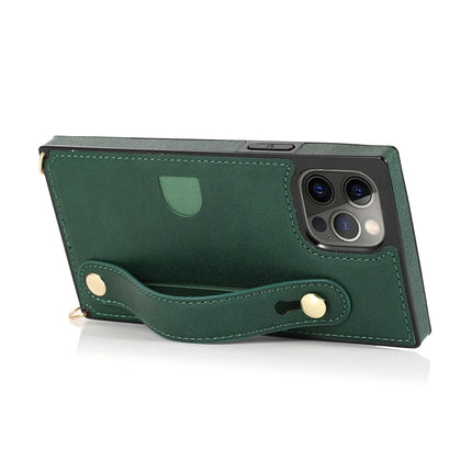 PU+TPU Shockproof Protective Case with Crossbody Lanyard & Holder & Card Slot & Wrist Strap(Green)-garmade.com