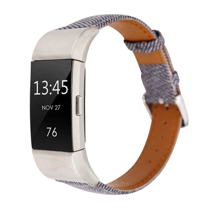 For Fitbit Charge 2 Cowboy Texture Leather Replacement Strap Watchband(Black)-garmade.com
