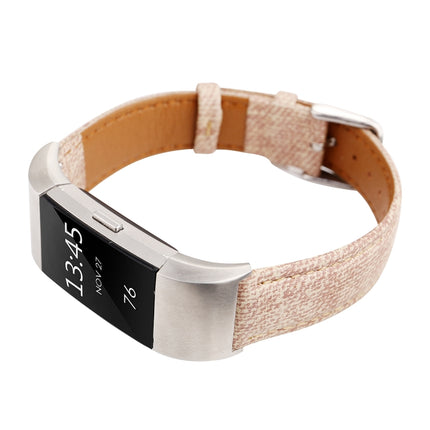 For Fitbit Charge 2 Cowboy Texture Leather Replacement Strap Watchband(Pink)-garmade.com