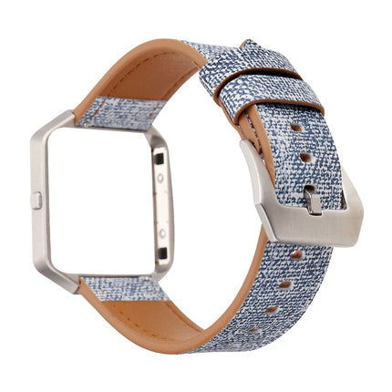 For Fitbit Blaze Cowboy Texture Leather Replacement Strap Watchband(Light Blue)-garmade.com