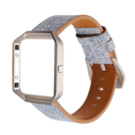 For Fitbit Blaze Cowboy Texture Leather Replacement Strap Watchband(Light Blue)-garmade.com