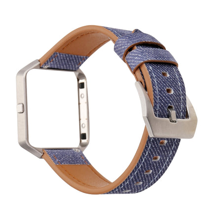 For Fitbit Blaze Cowboy Texture Leather Replacement Strap Watchband(Dark Blue)-garmade.com