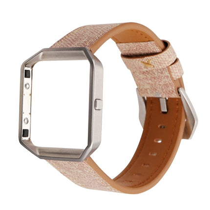 For Fitbit Blaze Cowboy Texture Leather Replacement Strap Watchband(Pink)-garmade.com