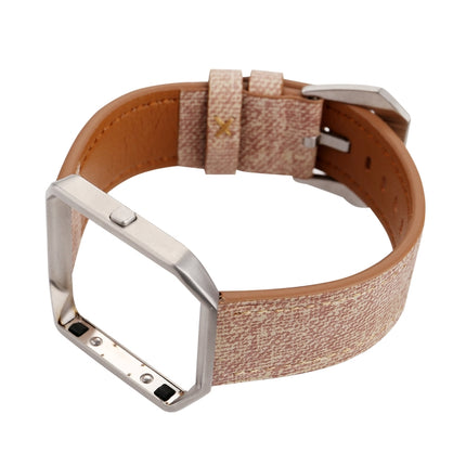 For Fitbit Blaze Cowboy Texture Leather Replacement Strap Watchband(Pink)-garmade.com