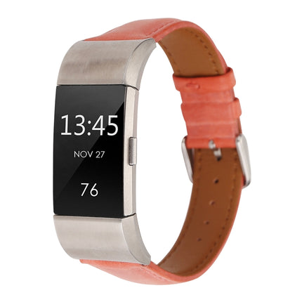 For Fitbit Charge 2 Fresh Style Leather Replacement Strap Watchband(Orange)-garmade.com