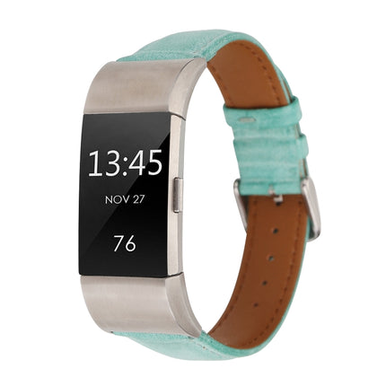 For Fitbit Charge 2 Fresh Style Leather Replacement Strap Watchband(Green)-garmade.com
