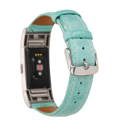 For Fitbit Charge 2 Fresh Style Leather Replacement Strap Watchband(Green)-garmade.com