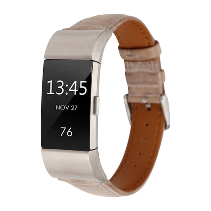 For Fitbit Charge 2 Fresh Style Leather Replacement Strap Watchband(Brown)-garmade.com