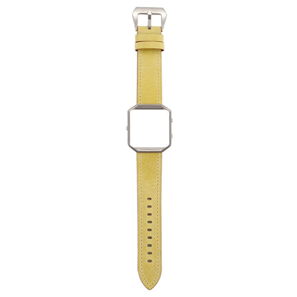 For Fitbit Blaze Fresh Style Leather Replacement Strap Watchband(Yellow)-garmade.com