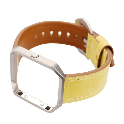 For Fitbit Blaze Fresh Style Leather Replacement Strap Watchband(Yellow)-garmade.com