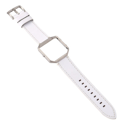 For Fitbit Blaze Calf Leather Replacement Strap Watchband(White)-garmade.com