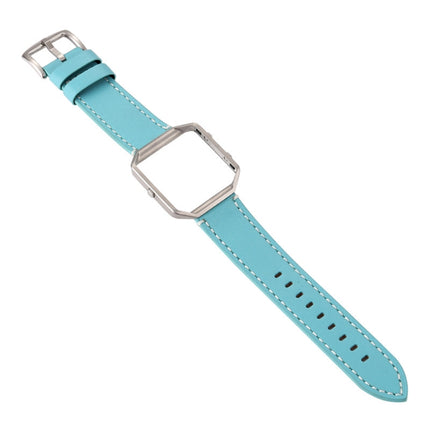 For Fitbit Blaze Calf Leather Replacement Strap Watchband(Sky Blue)-garmade.com