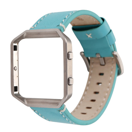 For Fitbit Blaze Calf Leather Replacement Strap Watchband(Sky Blue)-garmade.com