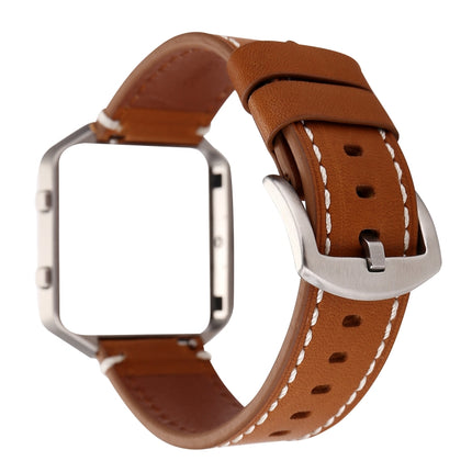For Fitbit Blaze Calf Leather Replacement Strap Watchband(Brown)-garmade.com
