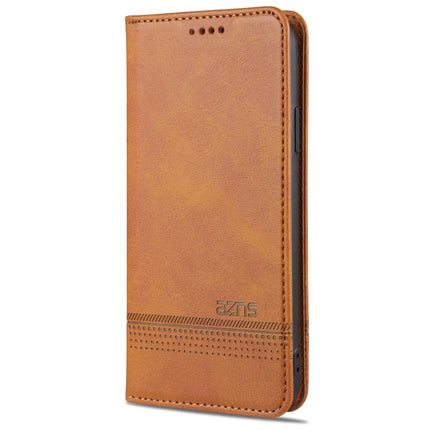 AZNS Magnetic Calf Texture Horizontal Flip Leather Case with Card Slots & Holder & Wallet For iPhone X / XS(Light Brown)-garmade.com