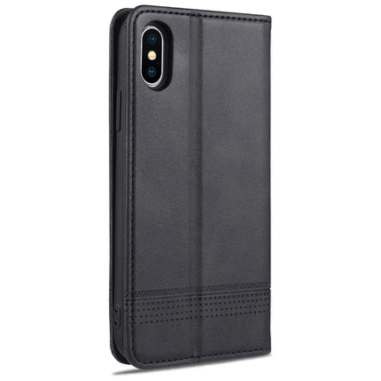 AZNS Magnetic Calf Texture Horizontal Flip Leather Case with Card Slots & Holder & Wallet For iPhone X / XS(Black)-garmade.com