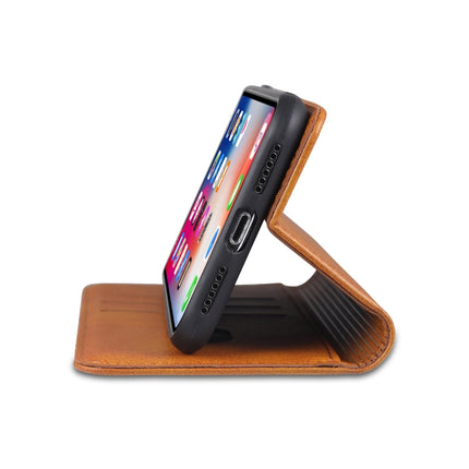 AZNS Magnetic Calf Texture Horizontal Flip Leather Case with Card Slots & Holder & Wallet For iPhone X / XS(Dark Brown)-garmade.com