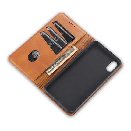 AZNS Magnetic Calf Texture Horizontal Flip Leather Case with Card Slots & Holder & Wallet For iPhone X / XS(Dark Brown)-garmade.com