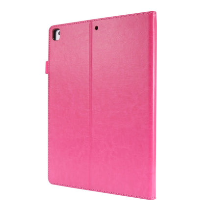 For iPad 10.2 / iPad Pro 10.5 Crazy Horse Texture Horizontal Flip Leather Case with 2-folding Holder & Card Slot(Rose Red)-garmade.com
