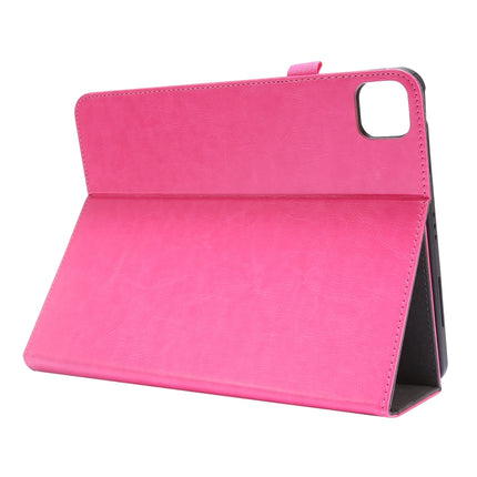 For iPad Pro 12.9 inch (2020) Crazy Horse Texture Horizontal Flip Leather Tablet Case with 2-folding Holder & Card Slot(Rose Red)-garmade.com