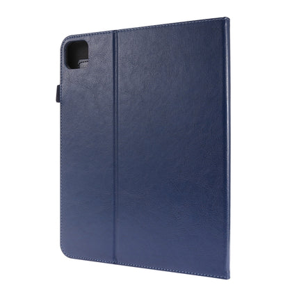 For iPad Pro 12.9 inch (2020) Crazy Horse Texture Horizontal Flip Leather Tablet Case with 2-folding Holder & Card Slot(Dark Blue)-garmade.com