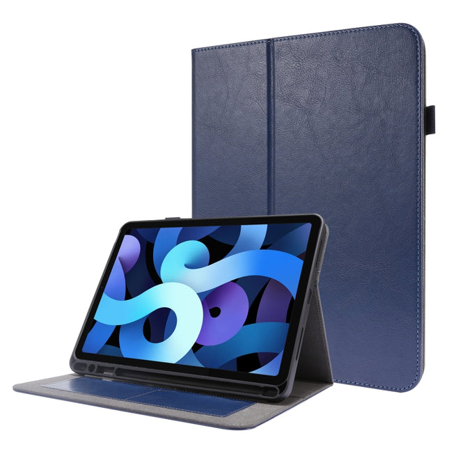 For iPad Pro 11 inch /iPad Air 2022 / 2020 10.9 Crazy Horse Texture Horizontal Flip Leather Case with 2-folding Holder & Card Slot(Dark Blue)-garmade.com