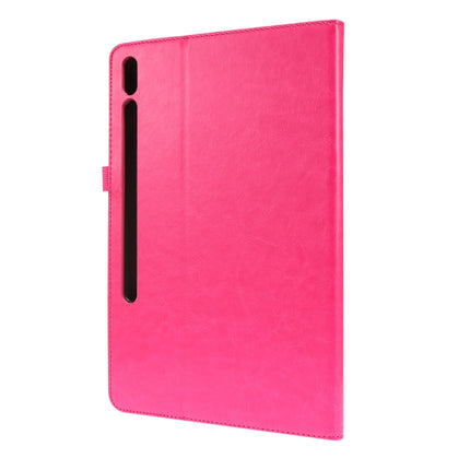For Samsung Galaxy Tab S8+ / Tab S8 Plus / Tab S7 FE / Tab S7+ / T970 Crazy Horse Texture Horizontal Flip Leather Case with 2-folding Holder & Card Slot(Rose Red)-garmade.com