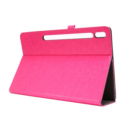 For Samsung Galaxy Tab S8+ / Tab S8 Plus / Tab S7 FE / Tab S7+ / T970 Crazy Horse Texture Horizontal Flip Leather Case with 2-folding Holder & Card Slot(Rose Red)-garmade.com