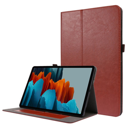 For Samsung Galaxy Tab S8+ / Tab S8 Plus / Tab S7 FE / Tab S7+ / T970 Crazy Horse Texture Horizontal Flip Leather Case with 2-folding Holder & Card Slot(Brown)-garmade.com