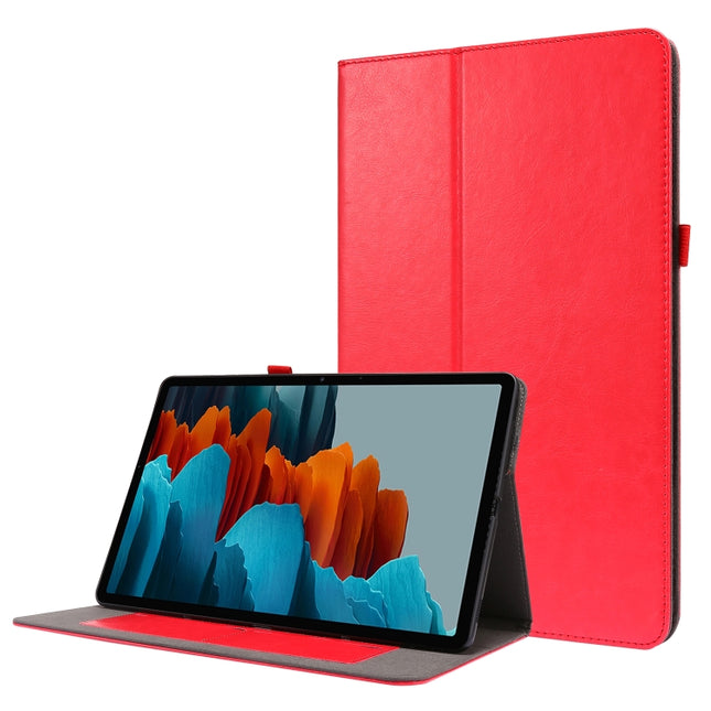 For Samsung Galaxy Tab S8+ / Tab S8 Plus / Tab S7 FE / Tab S7+ / T970 Crazy Horse Texture Horizontal Flip Leather Case with 2-folding Holder & Card Slot(Red)-garmade.com