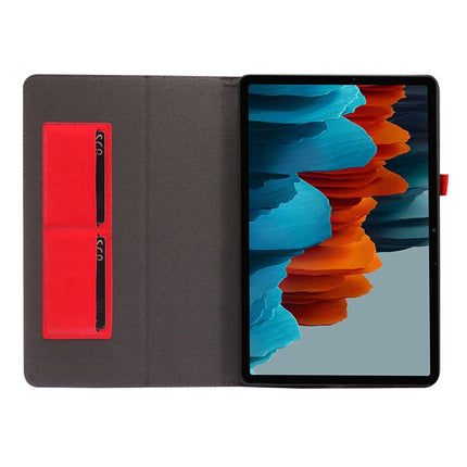 For Samsung Galaxy Tab S8+ / Tab S8 Plus / Tab S7 FE / Tab S7+ / T970 Crazy Horse Texture Horizontal Flip Leather Case with 2-folding Holder & Card Slot(Red)-garmade.com