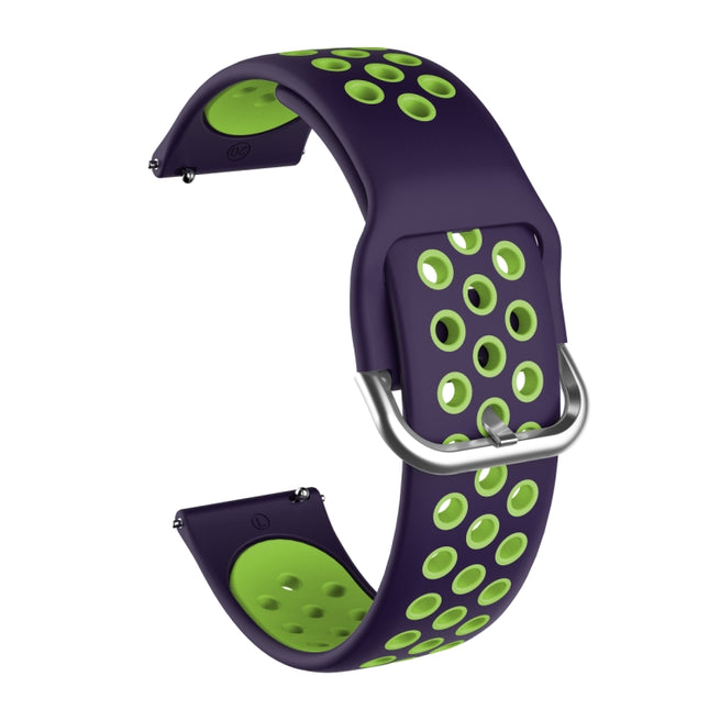 For Samsung Galaxy Watch Active2 44mm Two-color Silicone Replacement Strap Watchband(Purple+Lime Green)-garmade.com