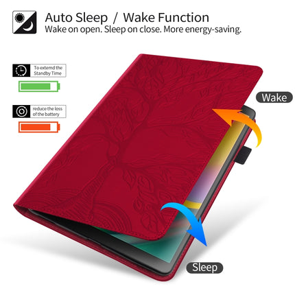 Life Tree Series Horizontal Flip Leather Case with Holder & Card Slots & Pen Slot & Sleep / Wake-up Function For iPad 9.7 (2018) / (2017)(Red)-garmade.com