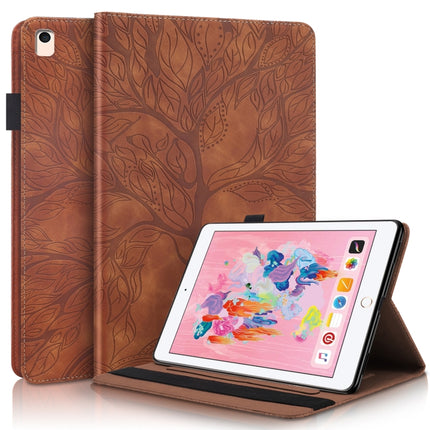Life Tree Series Horizontal Flip Leather Case with Holder & Card Slots & Pen Slot & Sleep / Wake-up Function For iPad 9.7 (2018) / (2017)(Brown)-garmade.com