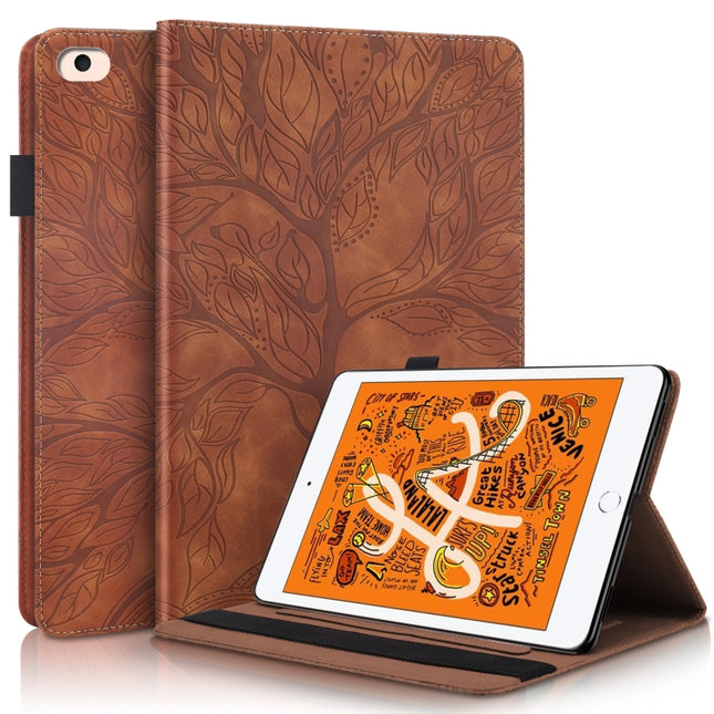 Life Tree Series Horizontal Flip Leather Case with Holder & Card Slots & Pen Slot & Sleep / Wake-up Function For iPad mini (2019) / 4 / 3 / 2 / 1(Brown)-garmade.com