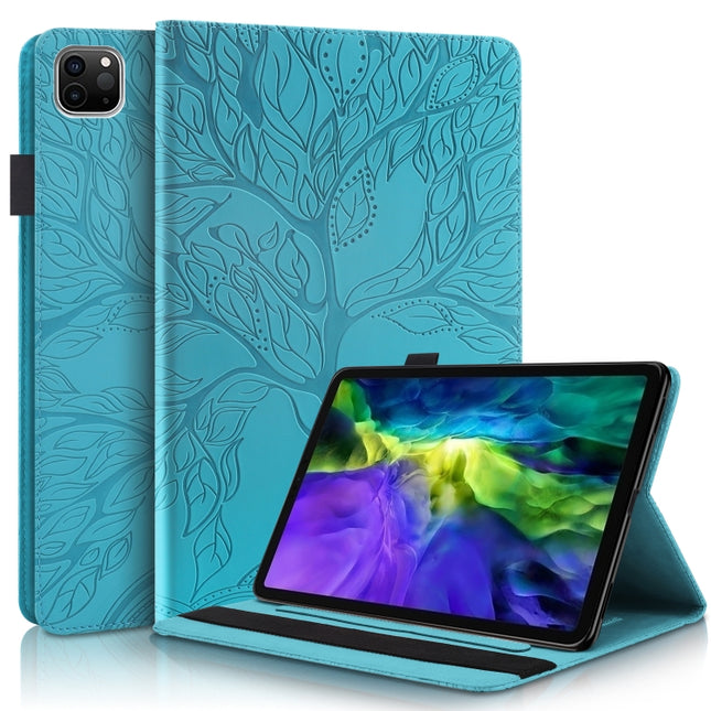 For iPad Pro 11 (2020) Life Tree Series Horizontal Flip Leather Tablet Case with Holder & Card Slots & Pen Slot & Sleep / Wake-up Function(Lake Blue)-garmade.com