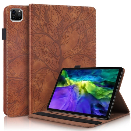 For iPad Pro 11 (2020) Life Tree Series Horizontal Flip Leather Tablet Case with Holder & Card Slots & Pen Slot & Sleep / Wake-up Function(Brown)-garmade.com