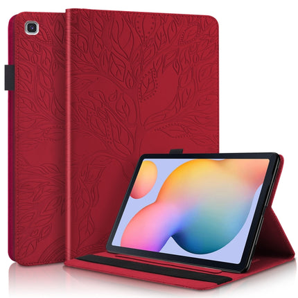 For Samsung Galaxy Tab S6 Lite P610 Life Tree Series Horizontal Flip Leather Case with Holder & Card Slots & Pen Slot(Red)-garmade.com