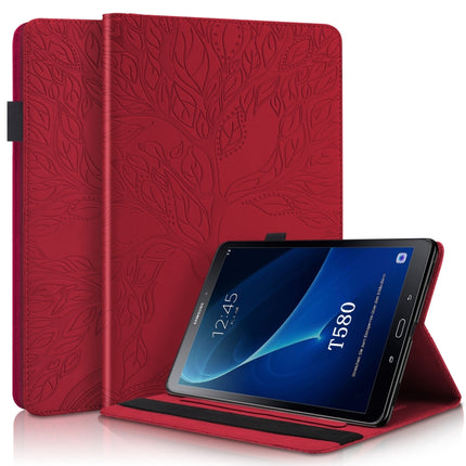 For Samsung Galaxy Tab A 10.1 (2016) T580/T585 Life Tree Series Horizontal Flip Leather Case with Holder & Card Slots & Pen Slot(Red)-garmade.com