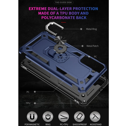 For Samsung Galaxy S21+ 5G Shockproof TPU + PC Protective Case with 360 Degree Rotating Holder(Blue)-garmade.com