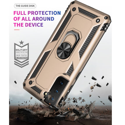 For Samsung Galaxy S21+ 5G Shockproof TPU + PC Protective Case with 360 Degree Rotating Holder(Gold)-garmade.com